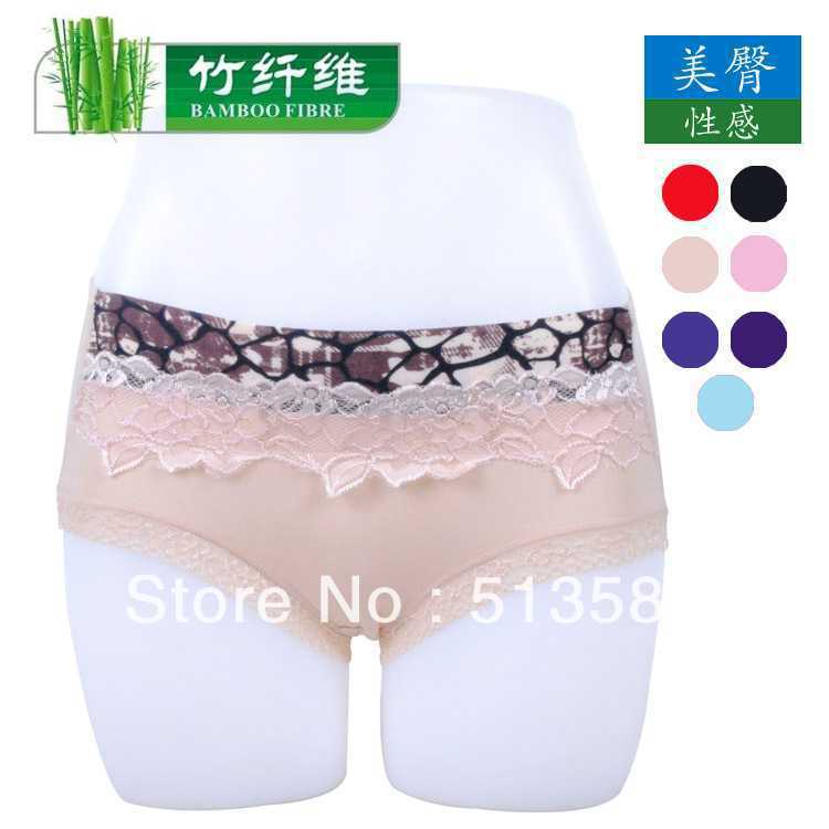 Free shipping N2095 bunk Leopard embroidery stitching women's underwear breathable bamboo fiber lace briefs holiday gifts.