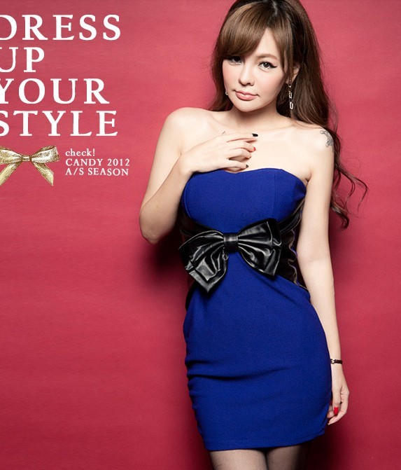 Free Shipping N90 2013 luminous leather bow cup dress skirt tube top one-piece dress