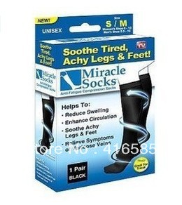 Free shipping NEW 1 piece Miracle Socks Black Unisex Pain Relieving Socks as seen on tv