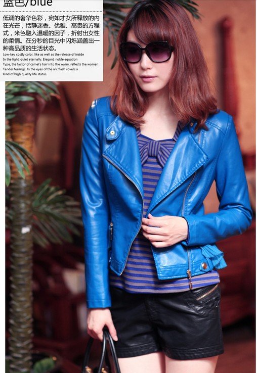 Free shipping !!!  NEW 2012 Women's brand new fashion High-grade PU Plus size Locomotive leather Jacket Coat / S-XXL