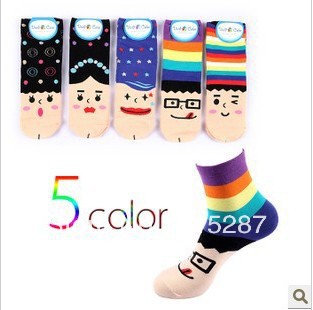 Free shipping,New 2013 Products sell like hot cakes in spring and summer,Cartoon expression socks, ms color lovely boat socks