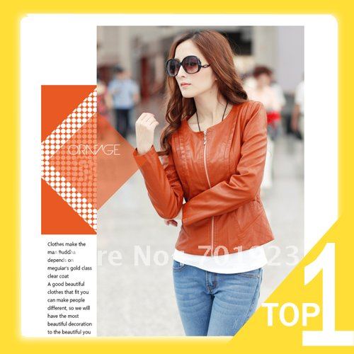 Free shipping New Arrival 2012 Fashion Style Women's Leather Jacket Pu Coat outwear Y3594