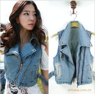 Free Shipping new arrival 2013 hot sale fashion womens jeans vest ladies cool streetwear outwear vest coat S M L