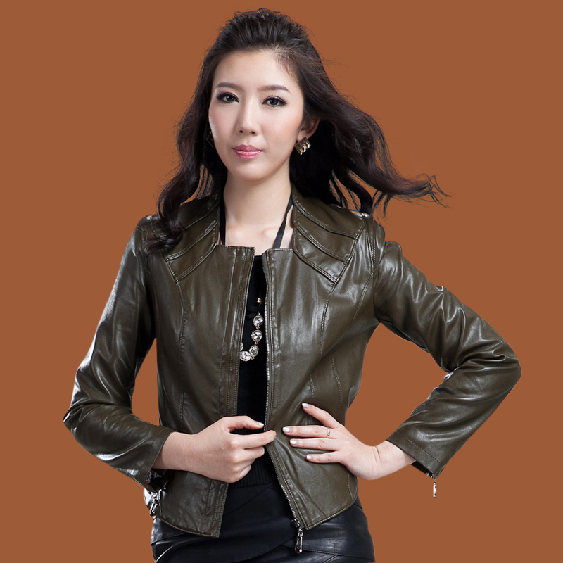 Free shipping New arrival 2013 spring leather clothing female short design genuine leather sheepskin women's leather jacket