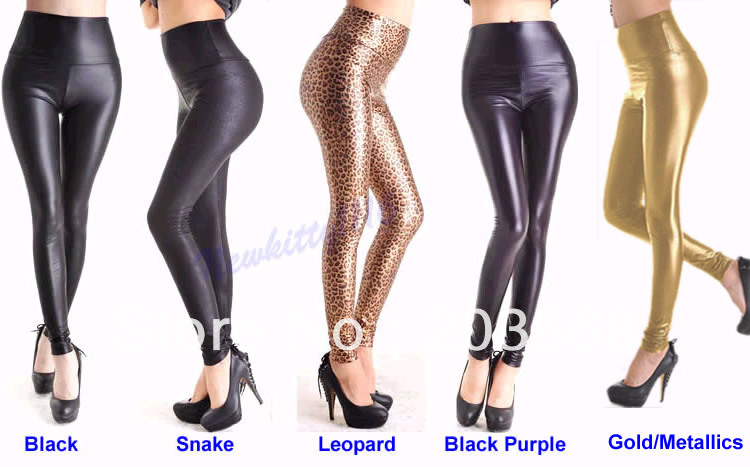 Free Shipping New Arrival Fashion Women leggings High Waist Stretchy Faux Leather Tight Leggings Pants