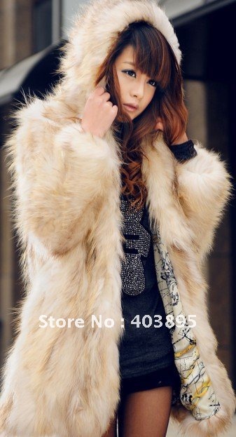 (Free shipping)New arrival fashion women's winter garment,100% natural fox fur outerwear coats+hooded design