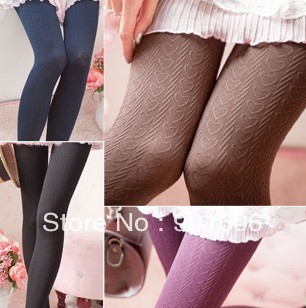 Free shipping new arrival heart legging socks female thick pantyhose for women