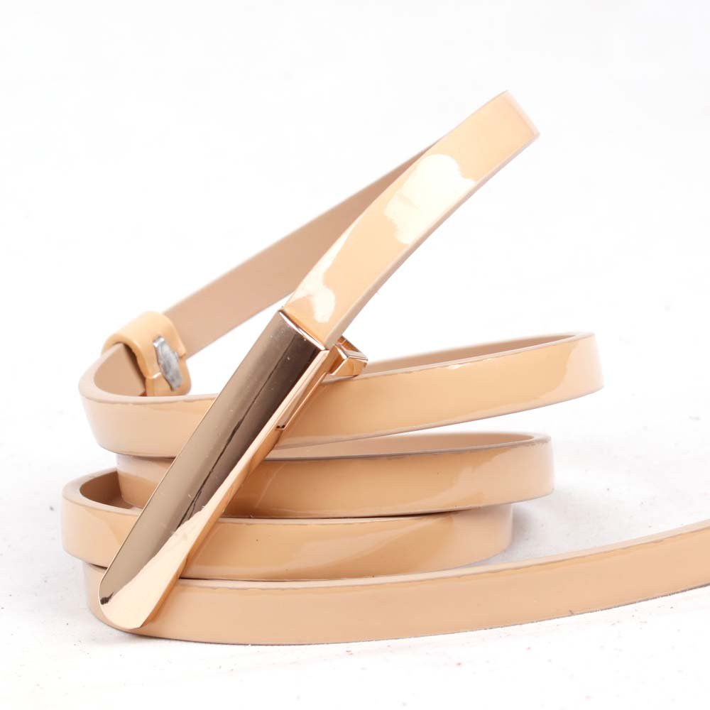 Free shipping new arrival hot-sale Women Gold Toned Buckle Patent Leather Skinny Belt ladies belts tA159tom with 11 colors