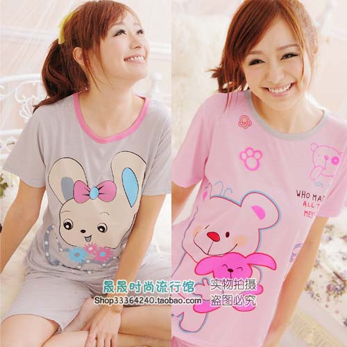 Free shipping New arrival hot-selling cartoon female casual sleepwear short-sleeve lounge set 757 - 753