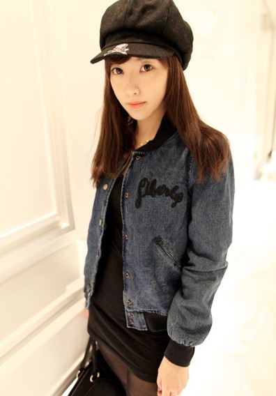 Free shipping,new arrival,ladies' vintage embroidered denim long-sleeve jacket,M,L