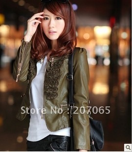 Free shipping  new arrival PU outerwear ,short design women leather jackets sizeS, M,L,XL  3 colour