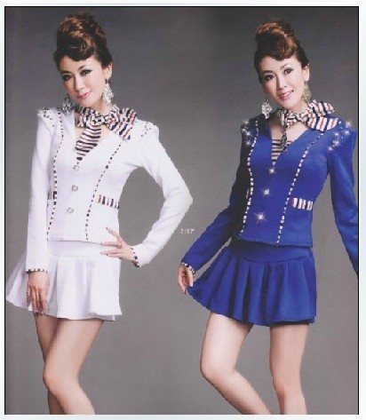 Free  shipping New arrival quality stewardess service set ktv uniform skorts long-sleeve set 100%new  brand  (the  best)