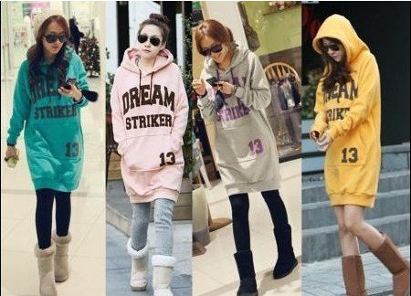 Free Shipping! New Arrival, Thick Womens Winter/Autumn Casual Long Sleeves Tops Fleece Letter Hooded Hoddie Coat Sweater 4 color