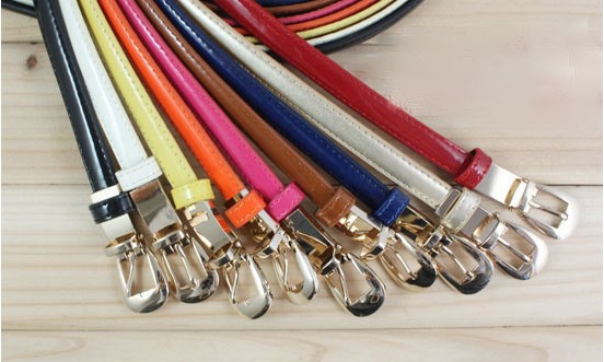 Free shipping, new arrival thin all-match belt candy color strap super bright japanned leather belt