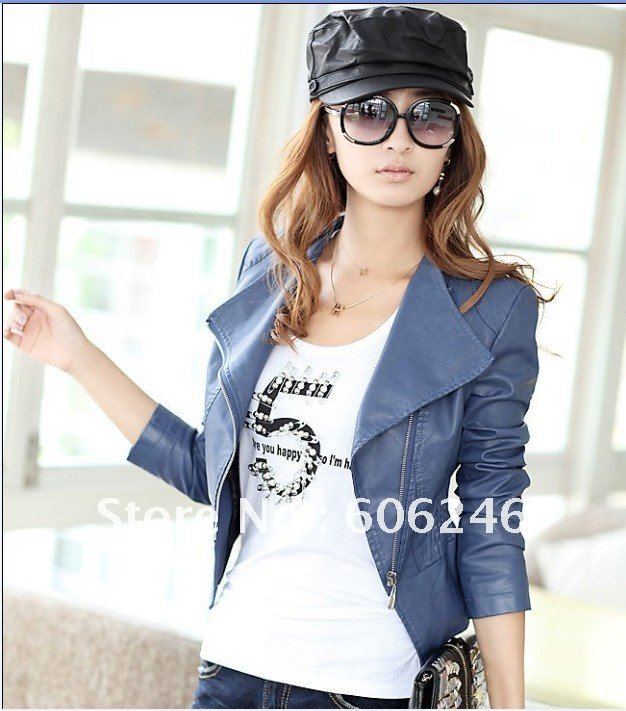 free shipping  New arrival women casual PU leather jacket/outwear fashion design lady long sleeve motorcycle short coat  789