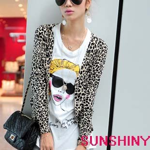 Free shipping New arrival women' fashion Leopard Pattern coat, Good quality Lady sexy Panther print clothes  (ABW-12)