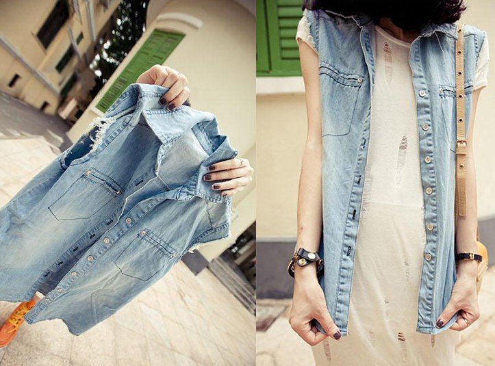 free shipping New arrival Women Fashion  Summer Denim Vest Cowboy Outerwear Lady Vest Outfits