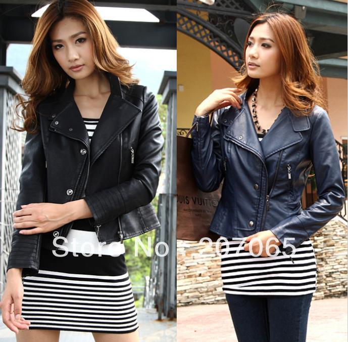 Free shipping New Arrival Women's Faux Leather Jacket,PU Lapel Coat,Outerwear,small jacket  3 colour