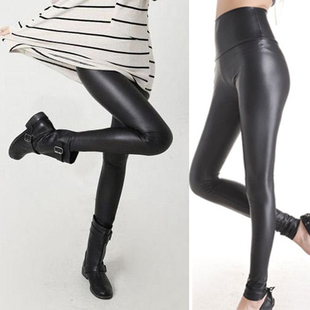 Free shipping  New arrival Women's shiny high waist leggings,black color, faux leather leggings