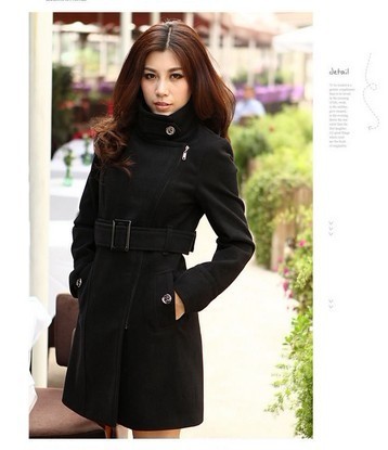 Free shipping,new arrival,women's slim wool overcoat,trench woolen outerwear,S,M,L,XL