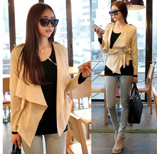 Free shipping new arrival womens autumu and winter wear short stylish jacket coat beige ladies coat 127580