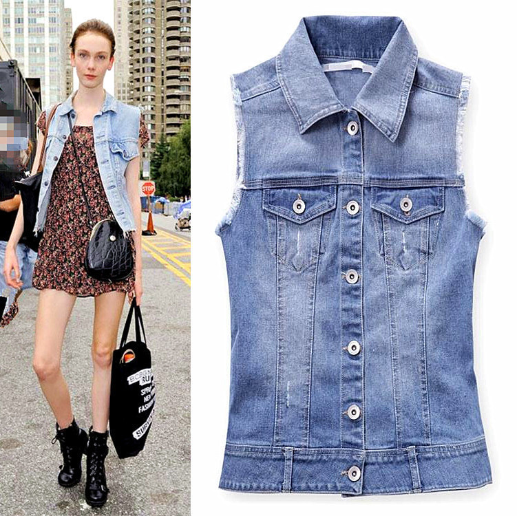 Free shipping! New arrival za . eoa water wash moben scratches whisker denim all-match vest u406