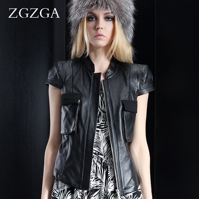 free shipping New arrival zgzga 2012 autumn women's leather clothing short design chiffon sheepskin autumn outerwear