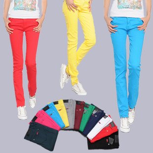 Free Shipping New arrived Large size jeans ! Women'S candy Pants / Waist 64cm-88cm / lady trousers 13 Color In Stock / Wholesale