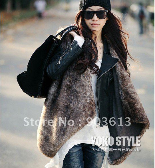 Free shipping new autumn and winter brief leopard print vest cardigan faux fur coat