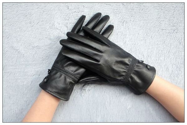 Free Shipping New Brand High Quality Warm Soft Lined Ladies Genuine Leather Gloves For Winter w0001