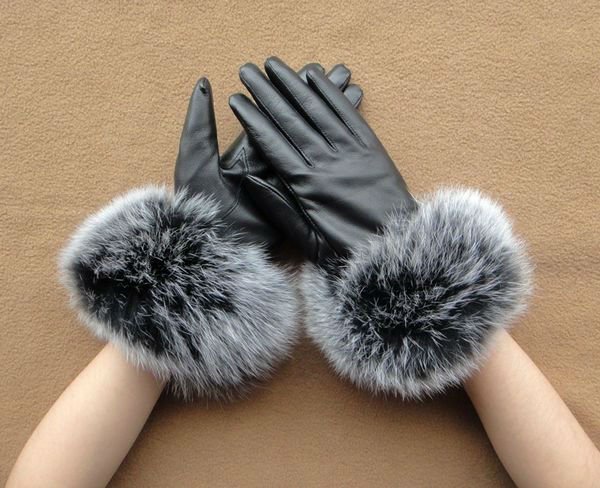 Free Shipping New Brand High Quality Warm Soft Lined Ladies Genuine Leather Gloves For Winter w00381