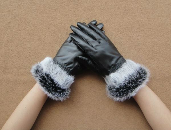 Free Shipping New Brand High Quality Warm Soft Lined Ladies Genuine Leather Gloves For Winter w0043