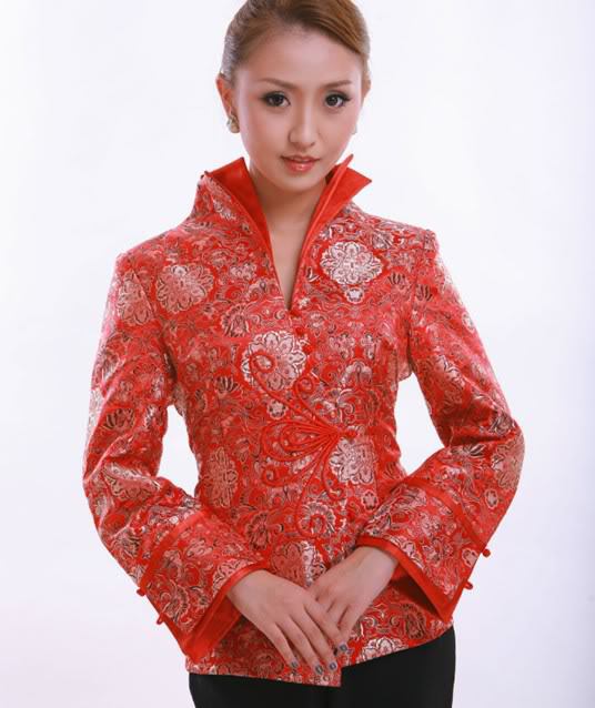 Free Shipping New Charming Chinese Women's Red Silk jacket /coat Sz:S M L XL XXL XXXL WJ6680