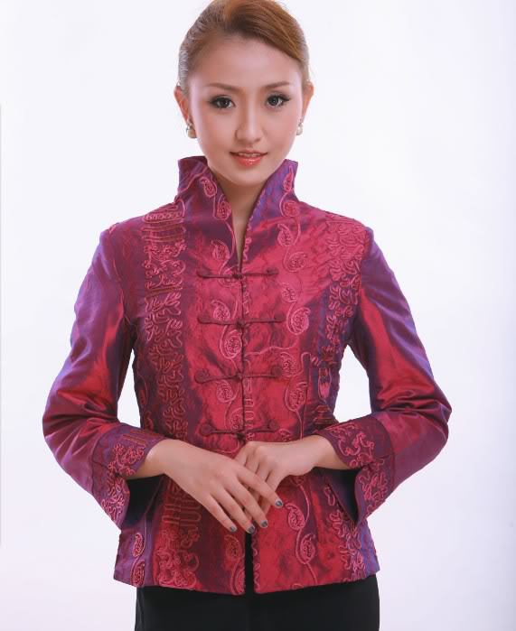 Free Shipping New Charming Chinese Women's silk jacket /coat Burgundy  SZ S M L XL XXL XXXL WJ6636