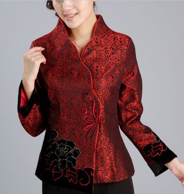 Free Shipping New Charming Chinese Women's silk jacket /coat burgundy SZ S M L XL XXL XXXL WJ6639