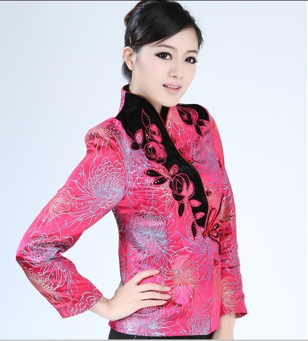 Free Shipping New Charming Chinese Women's silk jacket /coat Red SZ S M L XL XXL XXXL WJ6646