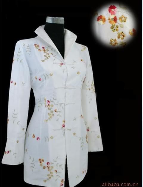 Free Shipping New Charming Chinese Women's silk jacket /coat White SZ S M L XL XXL XXXL WJ6641