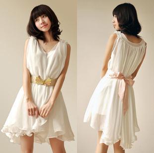 Free Shipping New chiffon dress summer han falbala vest dress fairy large size dress show thin