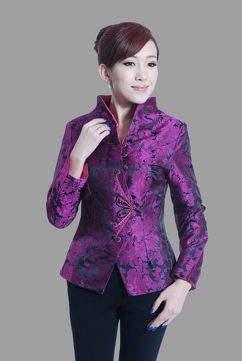 Free Shipping New Chinese Women's silk embroidery jacket /coat plum color SZ S M L XL XXL XXXL WJ6639