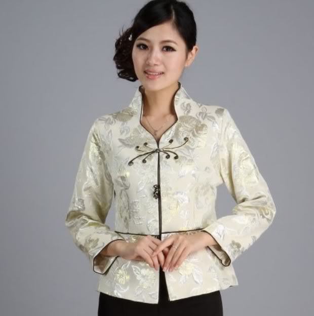 Free Shipping New Chinese Women's silk embroidery jacket /coat White Sz S M L XL 2XL 3XL WJ6684