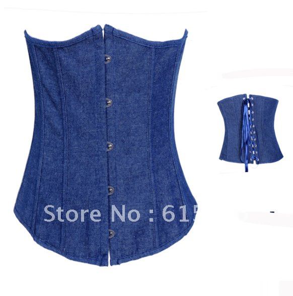 Free shipping,NEW DESIGN high quality denim corset,lingerie,bustier,denim surface of nice color