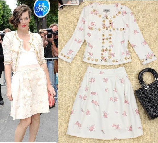 Free shipping   new elegant dress luxury beaded printing set dresses