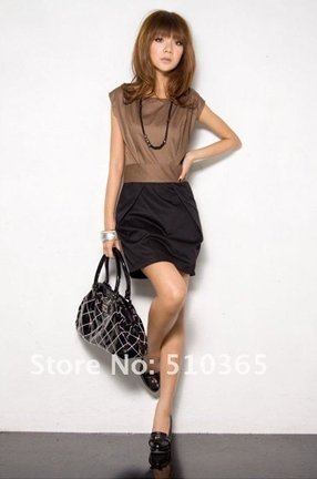 Free shipping New elegant  OL dresses+RIBBON  585