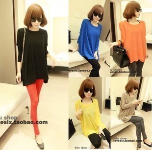 Free shipping! NEW   Fashion all-match loose batwing pullovers women sweater  candy color 1315