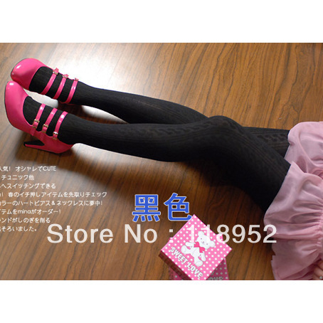 free shipping new fashion autumn winter warm sexy thickstripe design pantyhose candy color socks  slim elastic tight legging