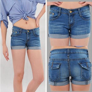 Free Shipping New Fashion Best Selling  2013 female jeans shorts women's distrressed roll up hem shorts