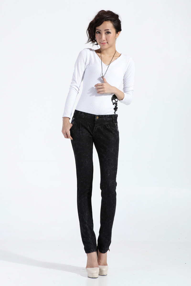 Free Shipping New Fashion Best Selling 2013 women's black elastic slim skinny jeans pencil pants y1187