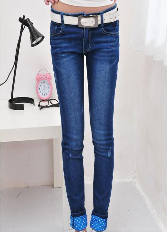 Free Shipping New Fashion Best Selling 2013 women's pencil jeans roll up hem women's denim trousers h639