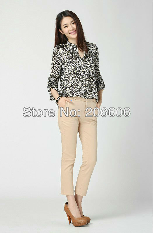 Free shipping new fashion blouses shirts for women 2013 hot leopard women blouse shirt