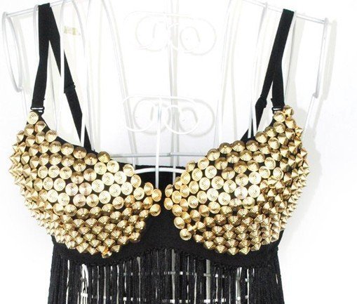 FREE SHIPPING New Fashion  Bra Women Party Disco Spike Stud Design Bra Metallic Punk Dance Bra Best Quality Wholesale 20pcs/lot